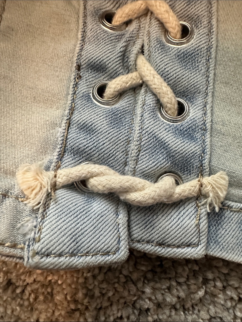 NWT AKIRA Light Wash Denim Mini Skirt Lace Up Sides Zipper Back Detail Size L - Picture 8 of 14